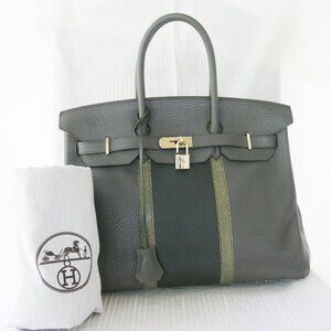 HERMES BIRKIN 35 ETAIN CLUB CLEMENCE-3 COLOR PERMABRASS HARDWARE-100% AUTHENTIC